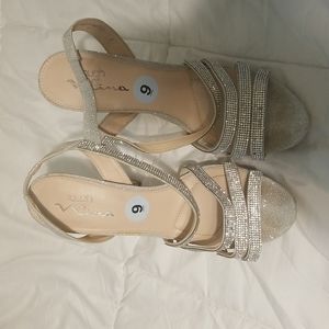 Silver glittery heels